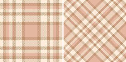 Elegant blush pink and beige plaid patterns, perfect for fashion, home decor, or branding projects. Two distinct yet harmoniously coordinated designs offer versatility. vector