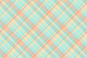 Delightful pastel plaid pattern. Soft peach, aqua, and beige hues create a gentle, airy feel. Perfect for textile design, website backgrounds, or stationery. vector