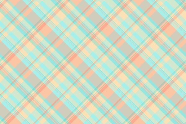 Delightful pastel plaid pattern. Soft peach, aqua, and beige hues create a gentle, airy feel. Perfect for textile design, website backgrounds, or stationery.