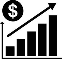 Increasing Growth Bar Graph with Dollar Sign and Arrow on Transparent Background vector
