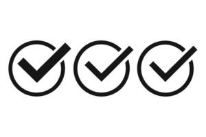 Circle Checkmark Icons Set, Simple Rounded Shapes on Transparent Background vector