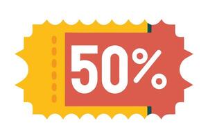 Flat Design of a Retro Style Ticket with a 50 Percent Discount vector