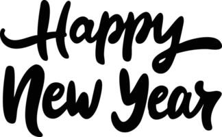 Calligraphic Black Happy New Year Lettering on Transparent Background Design vector