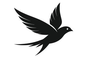 Flying Swallow Silhouette with Elongated Tail on Transparent Background vector