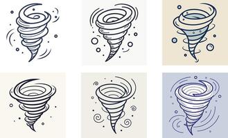 Tornado Line Art Set - Whirlwind Icon Collection vector