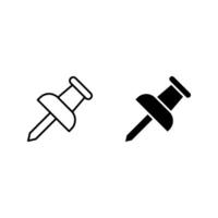 Push pin line icon set.. vector