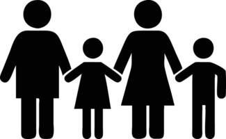 Pictogram Family Icon With Two Children Holding Hands on Transparent Background vector