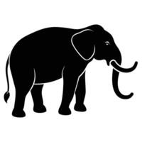 Black Elephant Silhouette with Curved Trunk on Transparent Background vector