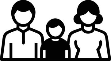 Minimalist Icon of a Family Father, Mother, and Child in Black Outline with Transparent Background vector