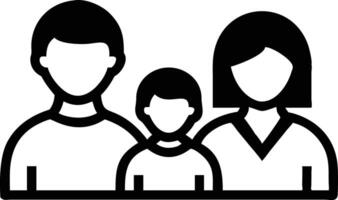 Minimalist Family Portrait in Black Outline on Transparent Background Icon vector