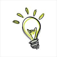 Playful doodle depiction of a light bulb with intricate details vector