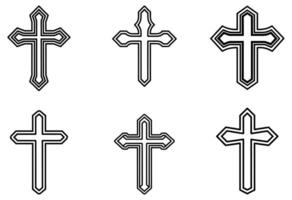Christian religion icon set, Christian religion icon symbols, Christian religion icon bundle line art on white background. cross icon with Christian. vector