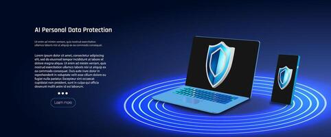 Enhancing online security with AI personal data protection for digital devices. vector