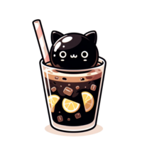A black cat in a glass of ice cream png