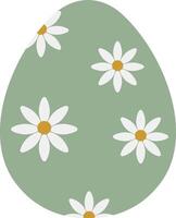 Brown egg with a golden stripe and small flowers in a flat style, creating a festive atmosphere vector