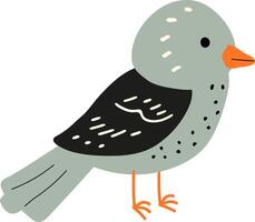 A cute cartoon illustration of a bird combines simple shapes and bright colors to create a whimsical and friendly character vector