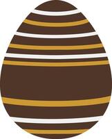 Brown egg with alternating brown and golden stripes, creating a vintage effect vector