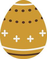 Yellow egg with dark brown dots and crosses, designed in a minimalist style vector