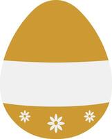 Yellow egg with white horizontal stripes and flowers, designed in a minimalist style vector
