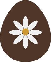 Brown egg with a large white flower in the center, symbolizing spring awakening vector