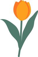 Cute illustration of a bright orange tulip captures the beauty of the flower. Perfect for spring themes, nature projects, or any design needing a pop of warm color and fresh energy vector