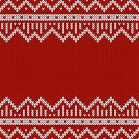 Knitwear texture. Template with empty place for text. Traditional seasonal seamless background for holiday design. Winter knitted wool sweater pattern. Christmas, red colors vector