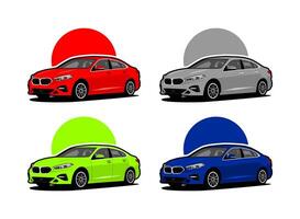 illustration of a sedan car with many color choices vector