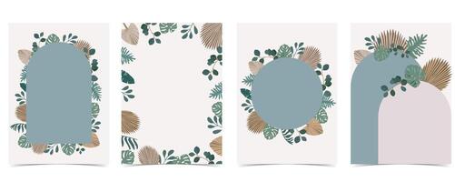 boho template background with leaf vector