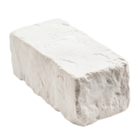 A close up of a white brick isolated on transparent background png