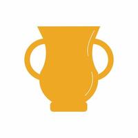 Yellow clay vase on white background. illustration on pottery. vector