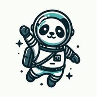 Cute Panda Astronaut Space Explorer Mascot Logo Illustration with Spacesuit and Helmet for Science, Technology, and Space Adventure Branding vector