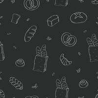 Seamless pattern Bread and bakery products vector