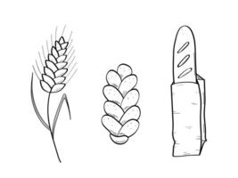 Bread and bakery products. A set of baking doodle icons vector