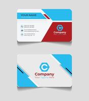 Minimal red and bllu business card template design vector