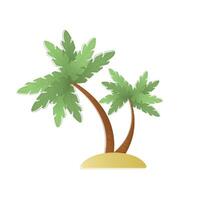 Illustration of a palm tree with green leaves and a sandy base, perfect for tropical design. vector