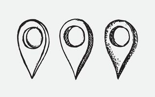 Map pointer, hand drawn illustration vector