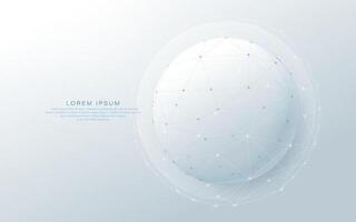 Abstract 3D Sphere with Connected Network Nodes. Futuristic Technology Background vector