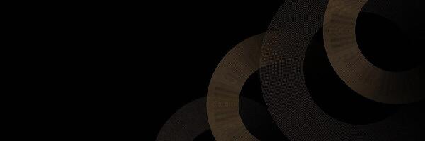 Dark Abstract Background with Golden Circular Line and Dot Elements vector