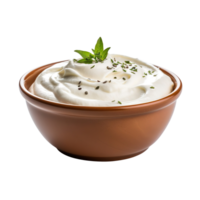 Smooth and Savory Bowl with White Mayonnaise Dip isolated on transparent background png