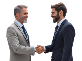 Smiling businessmen shaking hands isolated on transparent background png