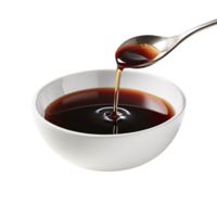 Soy sauce in white bowl isolated on transparent background png