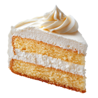 Slice of vanilla cake isolated on transparent background png