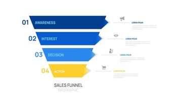 Sales funnel Infographic diagram template for business. Modern Timeline 4 steps, presentation infographics. vector