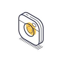 Camera button design in isometric style featuring modern line art illustration vector