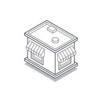 Creative isometric line icon representing a shop with detailed features and modern design vector