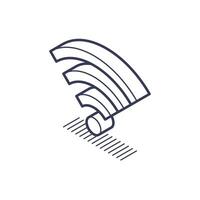 Isometric line icon representing Wi-Fi symbol for modern digital communication vector