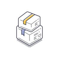 Modern isometric line icon representation of stacked boxes for infographics vector