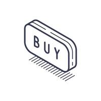 Stylish isometric line icon representing a buy button in a modern design vector