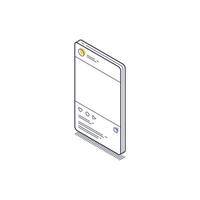 Smartphone social media interface isometric line icon for digital communication vector