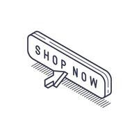 Engaging isometric line icon for a shop now button designed for modern online shopping platforms vector